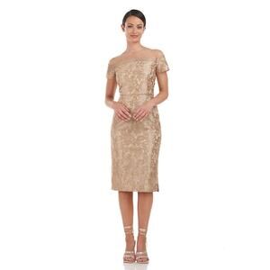 JS Collection Women’s Size‎ 2 Gold Taylor Scallop Cocktail Dress NWOT